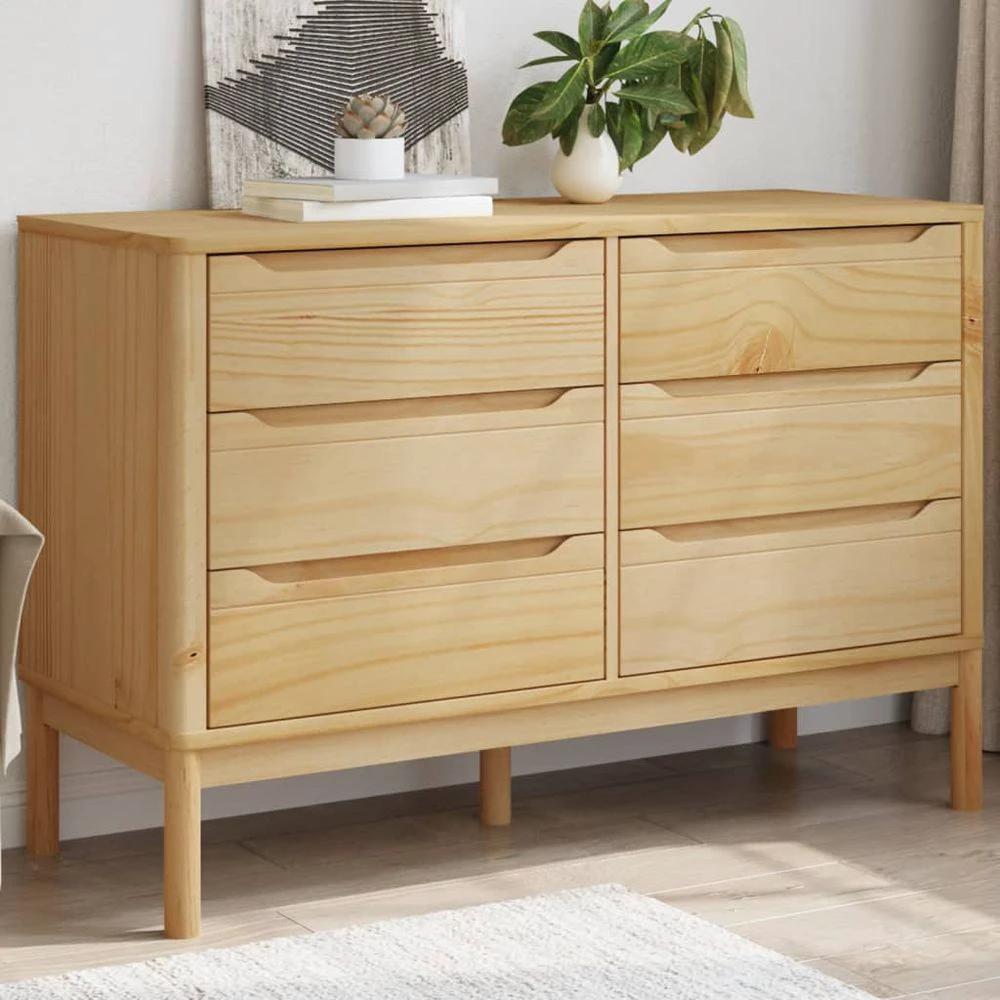 Chest of Drawers FLORO Wax Brown vidaXL Solid Wood Pine by vidaXL