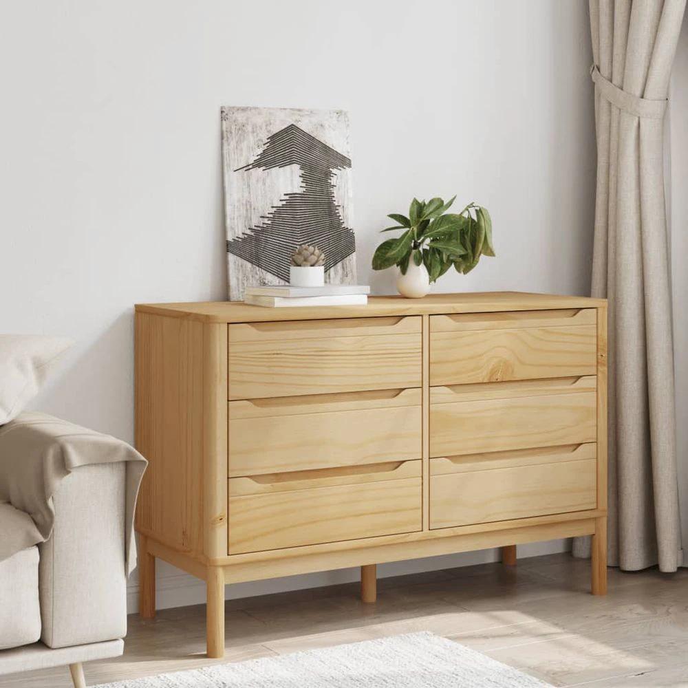 Chest of Drawers FLORO Wax Brown vidaXL Solid Wood Pine by vidaXL