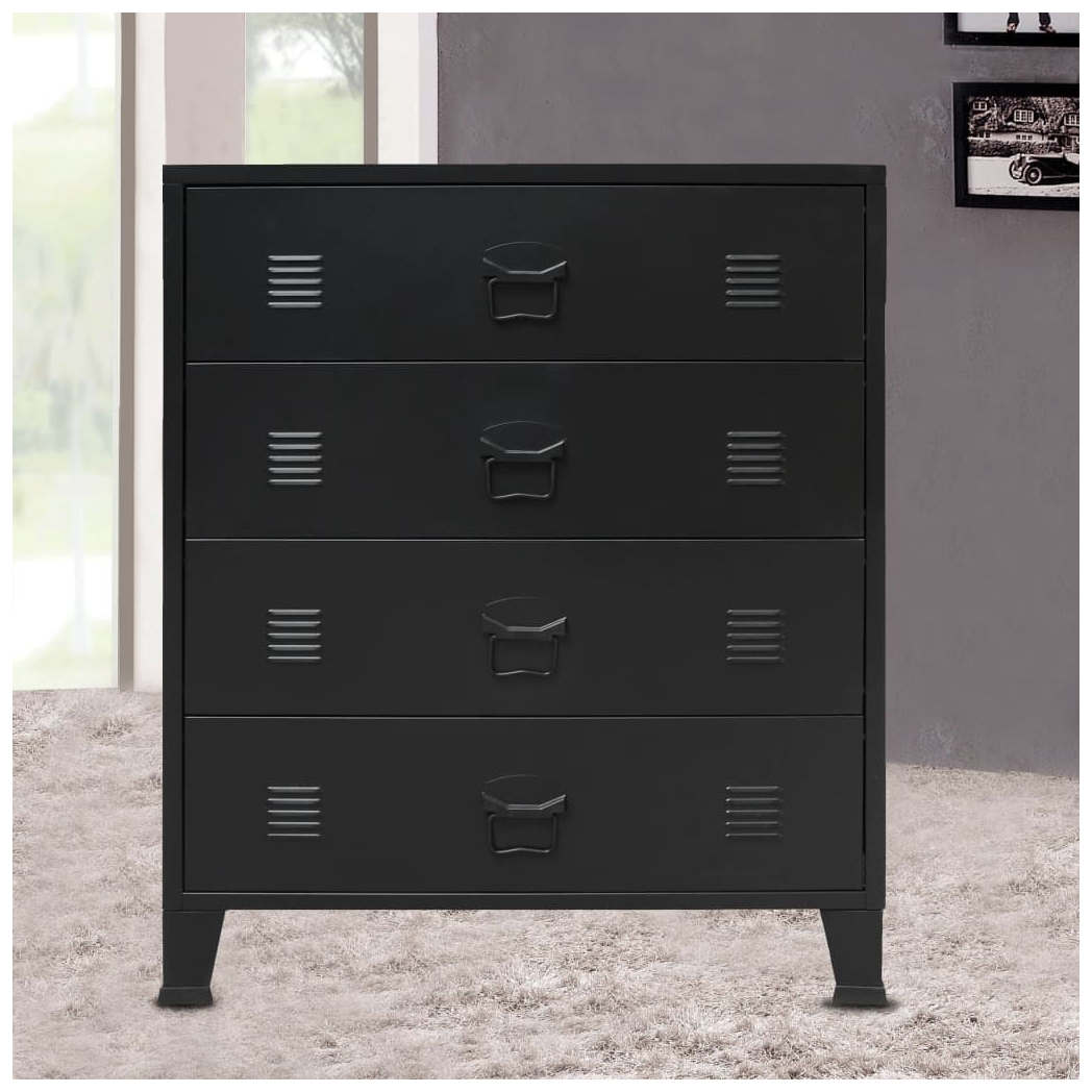 vidaXL Chest of Drawers Metal Industrial Style vidaXL 78x40x93 cm Black - Uncategorized Chest of Drawers