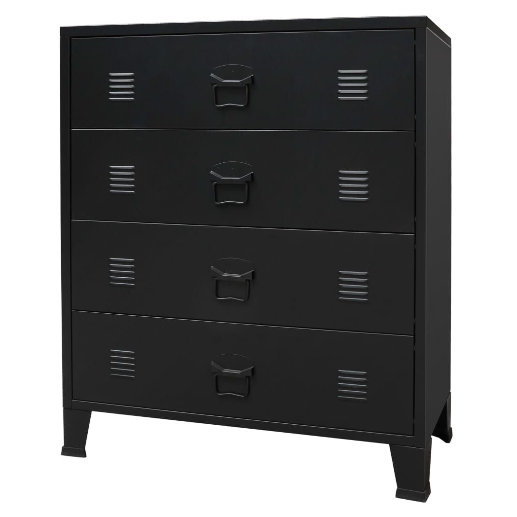 vidaXL Chest of Drawers Metal Industrial Style vidaXL 78x40x93 cm Black - Uncategorized Chest of Drawers