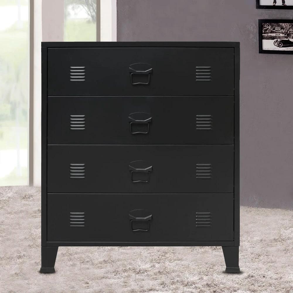 vidaXL Chest of Drawers Metal Industrial Style vidaXL 78x40x93 cm Black - Uncategorized Chest of Drawers