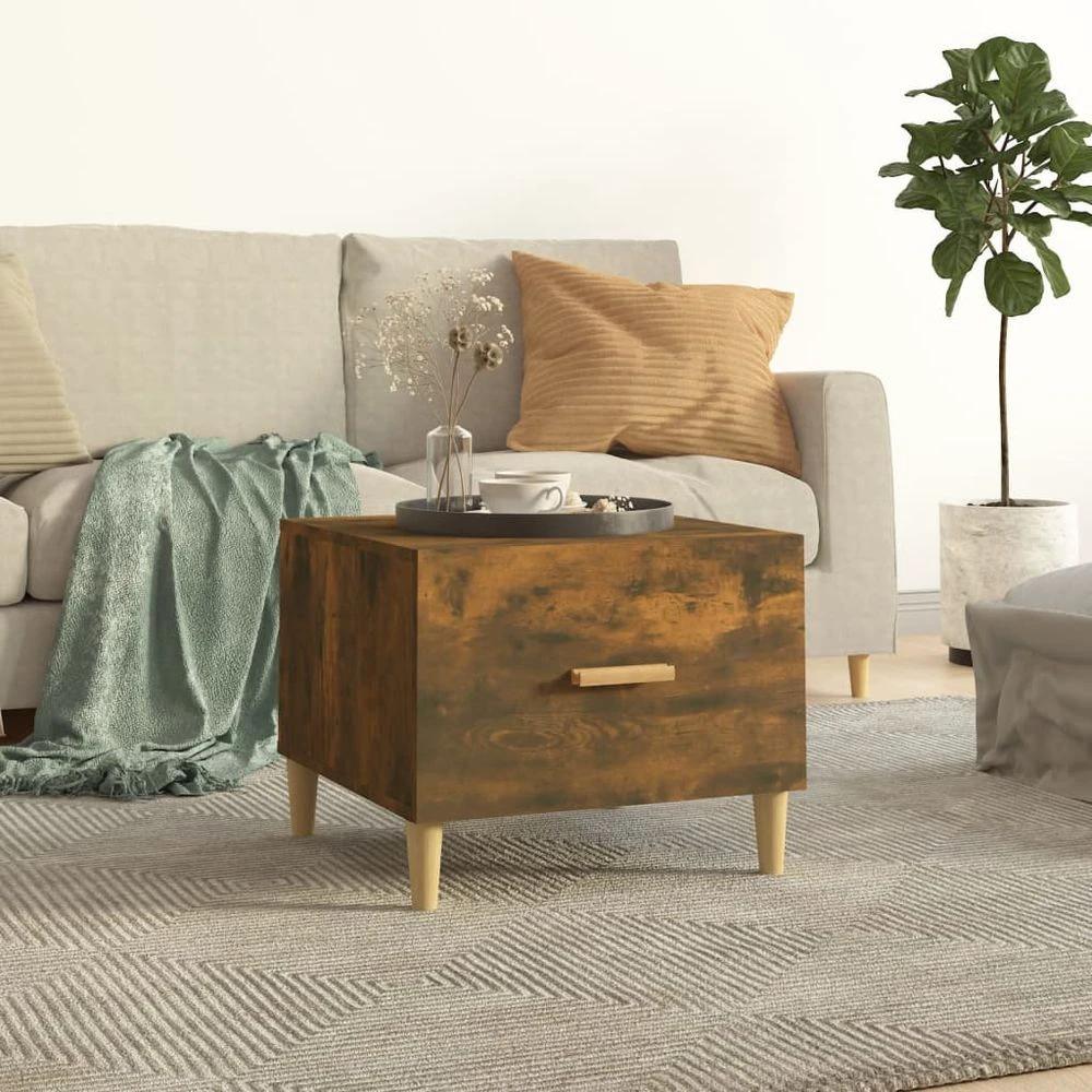 Coffee Table Smoked Oak vidaXL 50x50x40 cm Engineered Wood by vidaXL