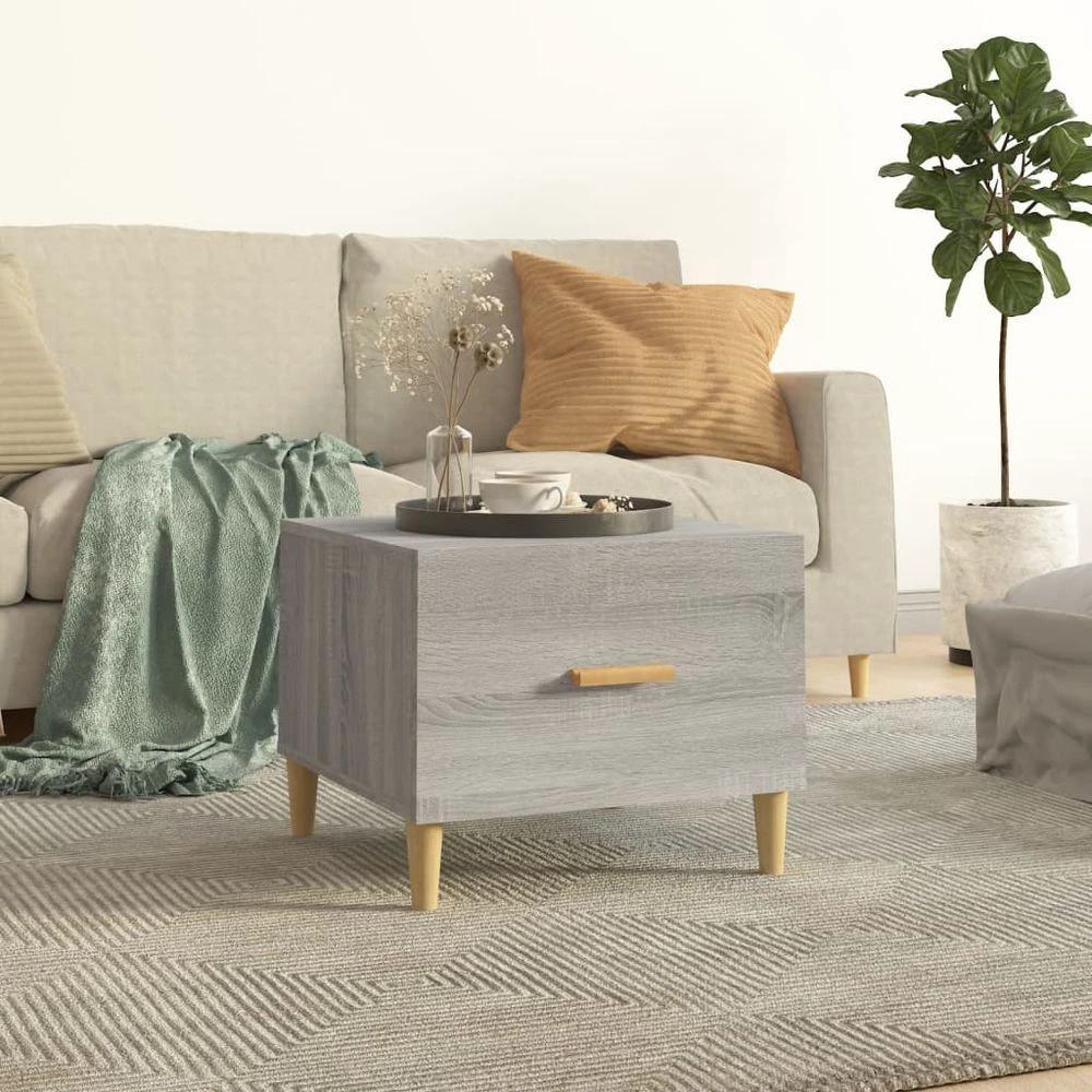 Coffee Table Smoked Oak vidaXL 50x50x40 cm Engineered Wood by vidaXL