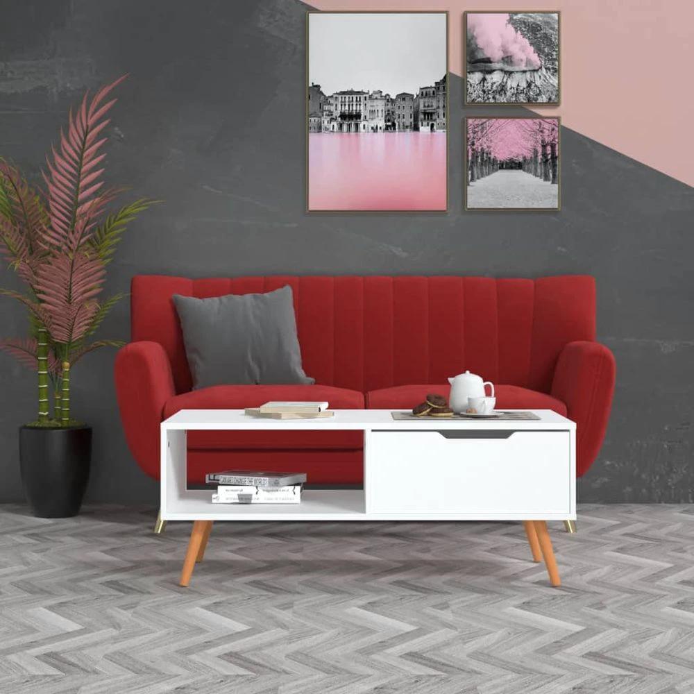 Coffee Table White 100x49.5x43 cm vidaXL Engineered Wood by vidaXL