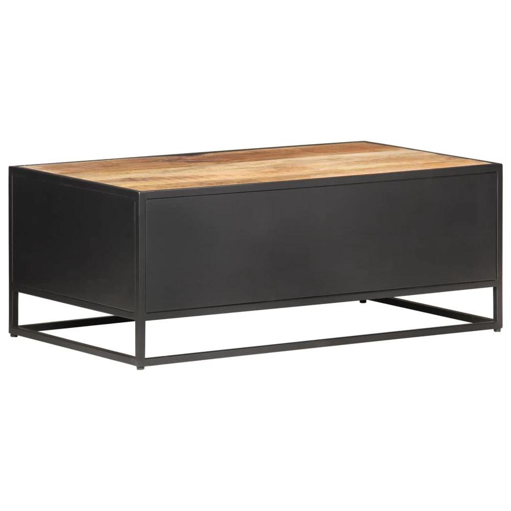 Coffee Table 90x50x35 cm vidaXL Rough Mango Wood and Natural Cane by vidaXL
