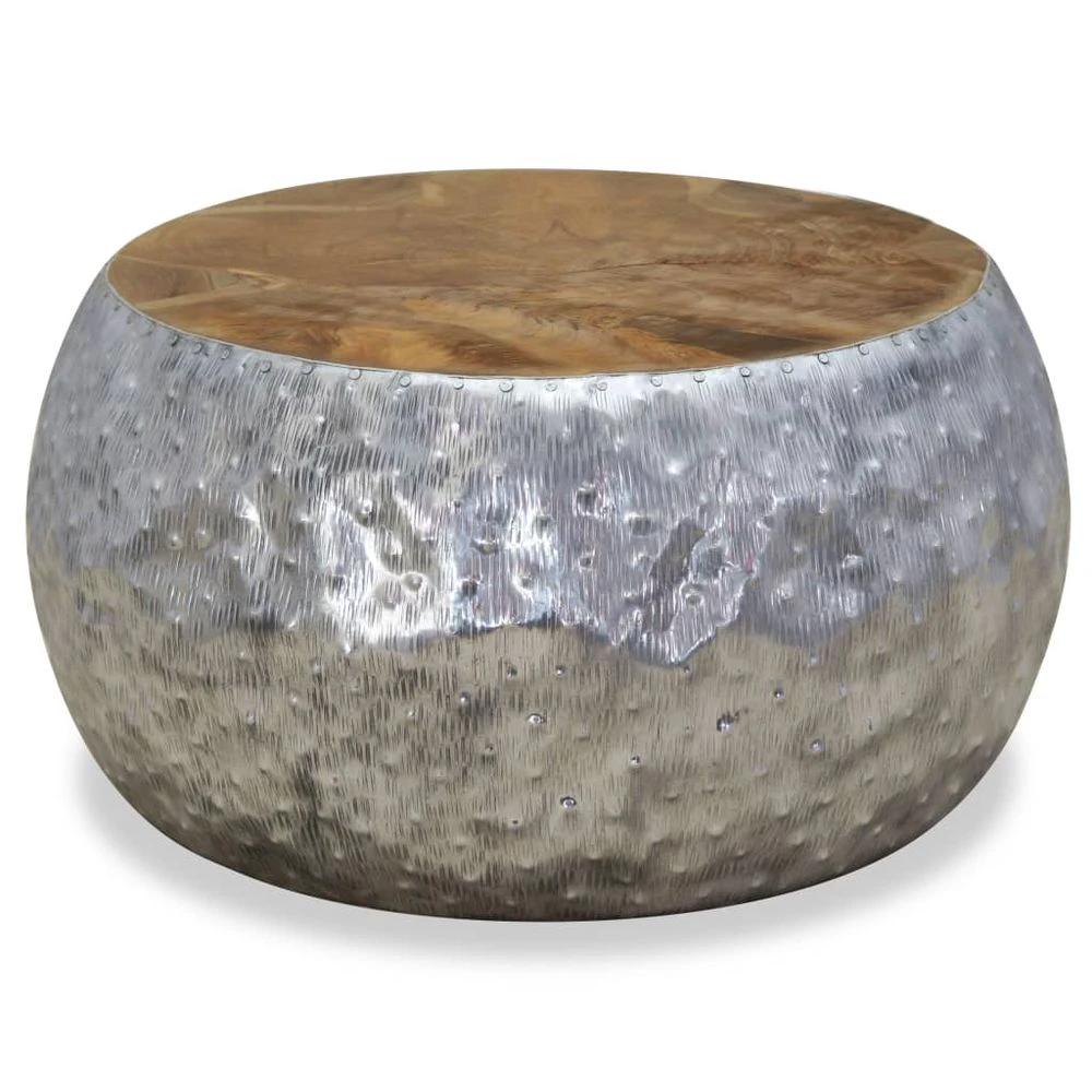 Coffee Table Aluminium Teak vidaXL 60x60x30 cm by vidaXL