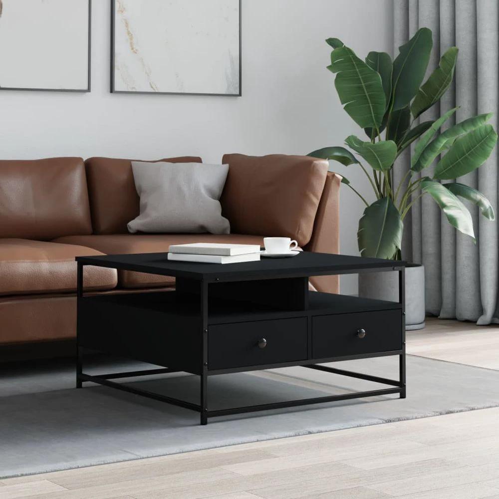 Coffee Table Black 80x80x45 cm vidaXL Engineered Wood by vidaXL