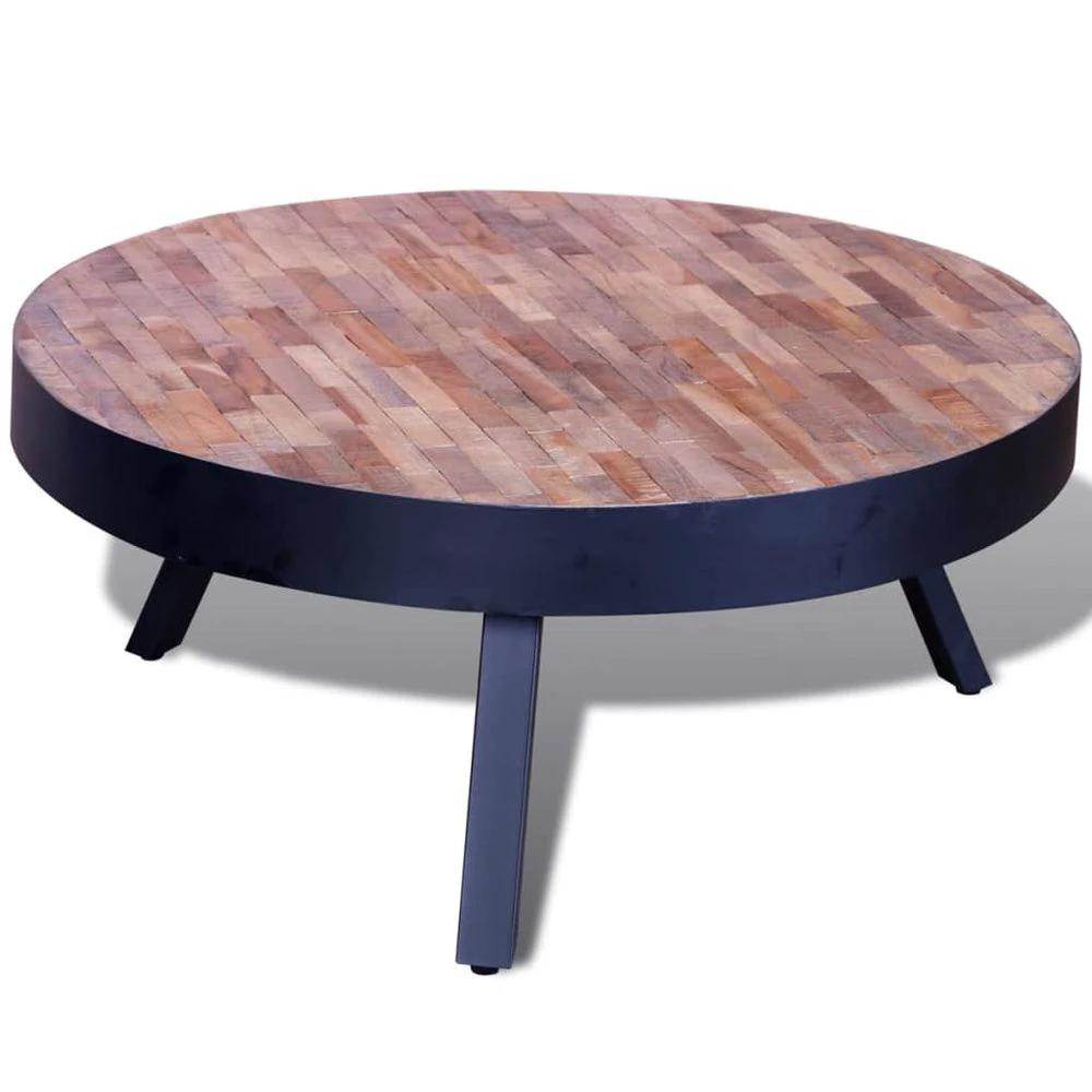 Coffee Table vidaXL Round Reclaimed Teak Wood by vidaXL