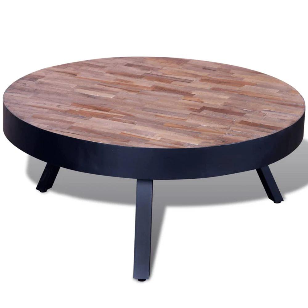 Coffee Table vidaXL Round Reclaimed Teak Wood by vidaXL