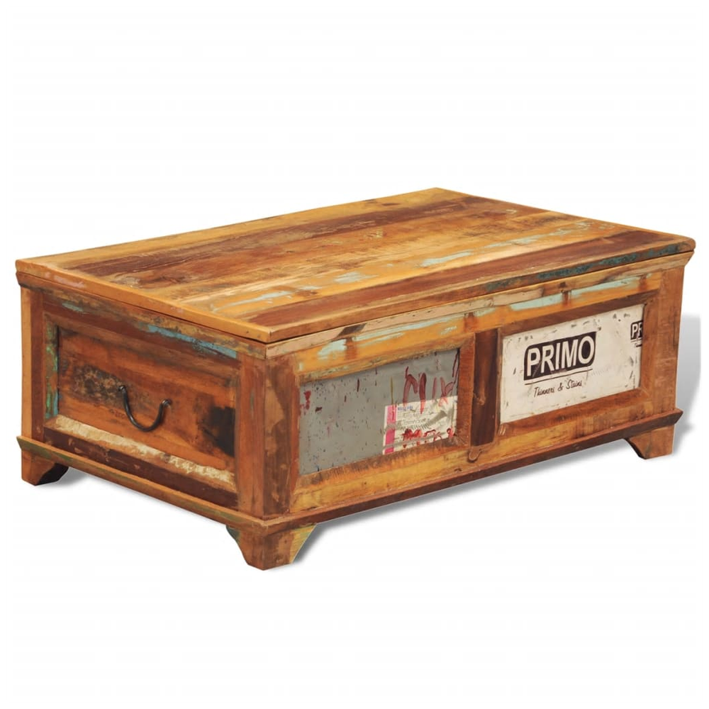 Coffee Table with Storage Vintage vidaXL Reclaimed Wood by vidaXL