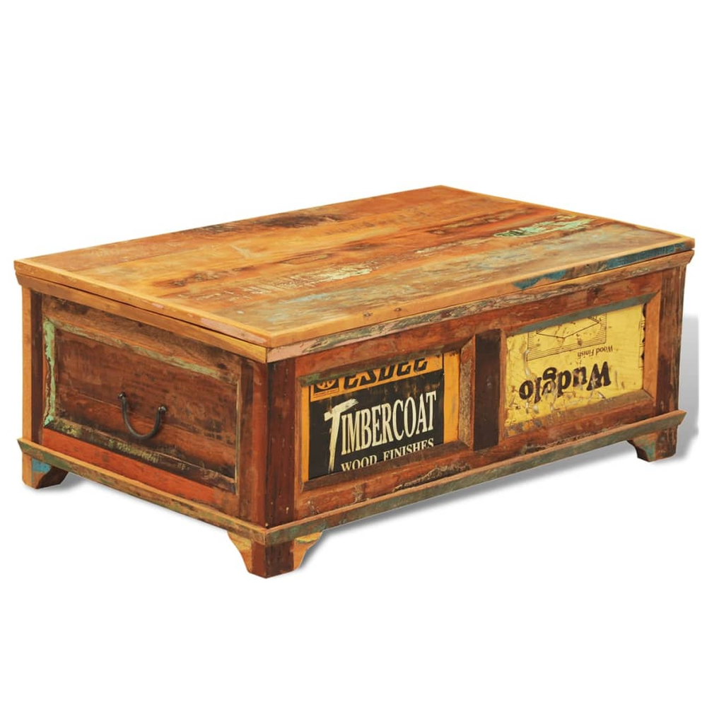 Coffee Table with Storage Vintage vidaXL Reclaimed Wood by vidaXL
