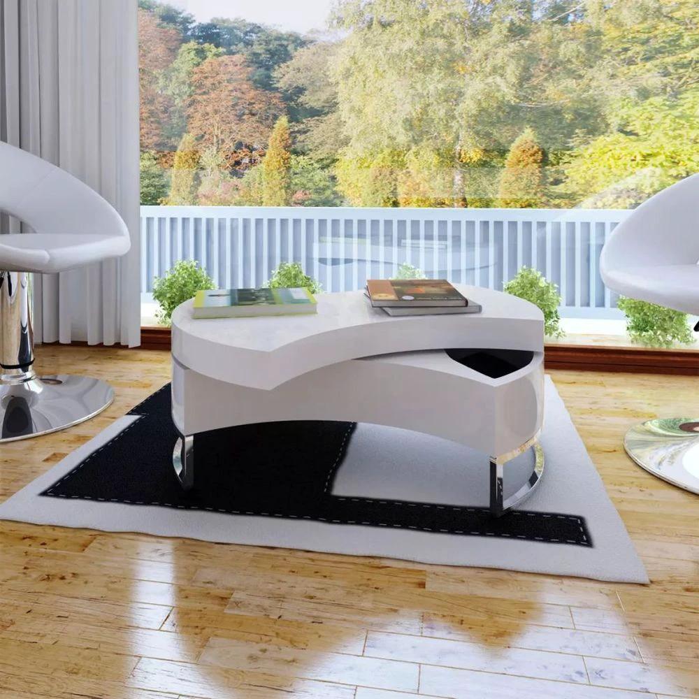 Coffee Table Shape-adjustable vidaXL High Gloss White by vidaXL