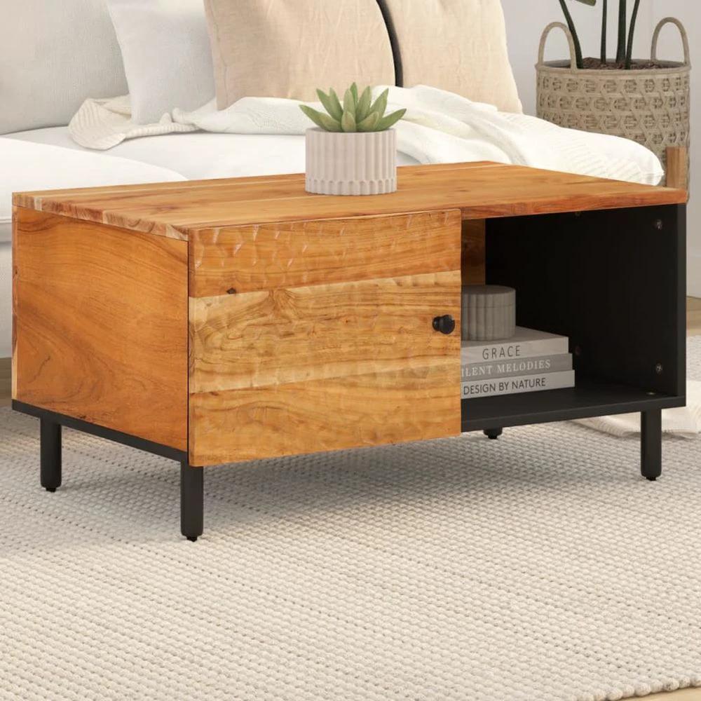 Coffee Table Black 80x50x40 cm vidaXL Solid Wood Mango by vidaXL
