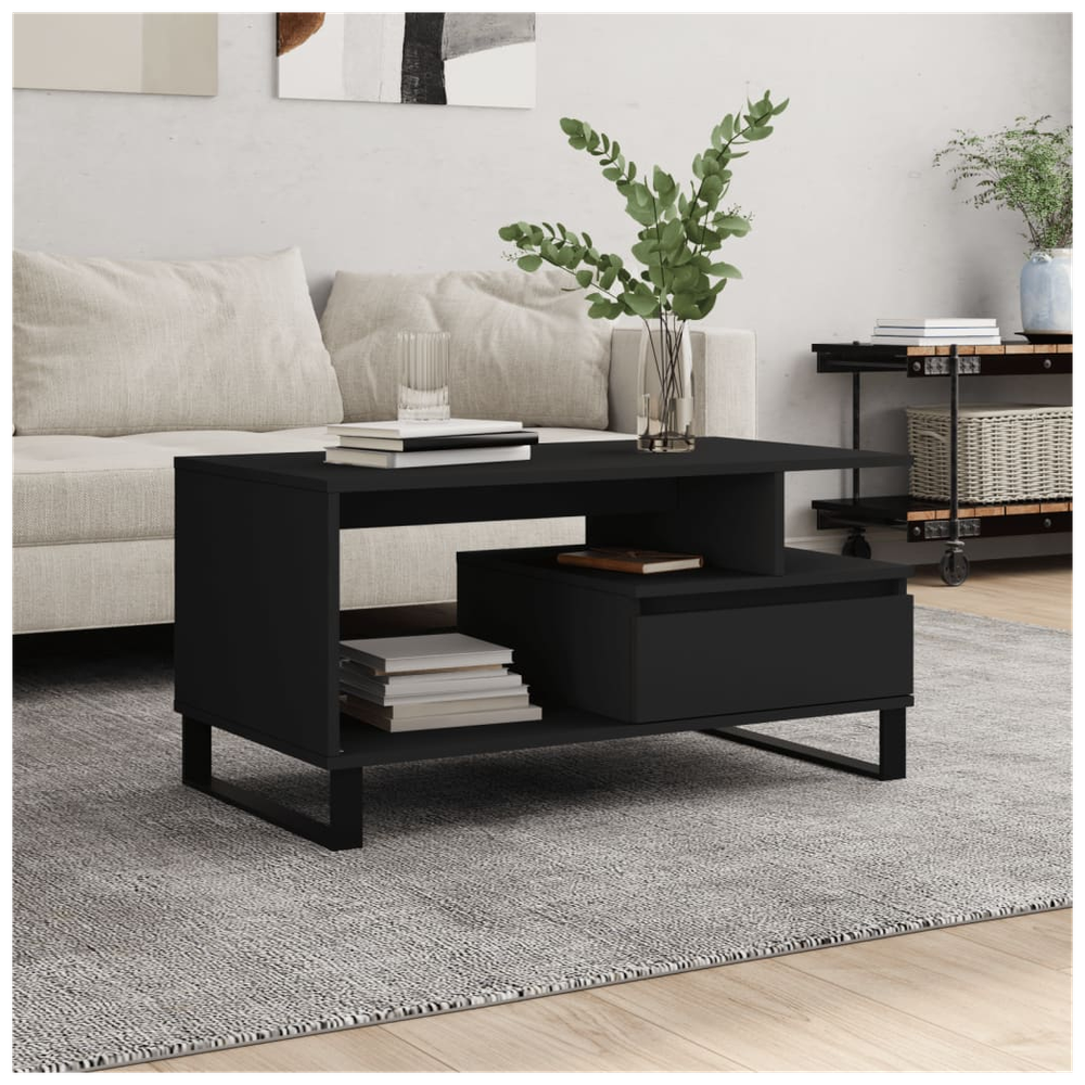 vidaXL Coffee Table Black 90x49x45 cm vidaXL Engineered Wood - Coffee Tables Coffee Table