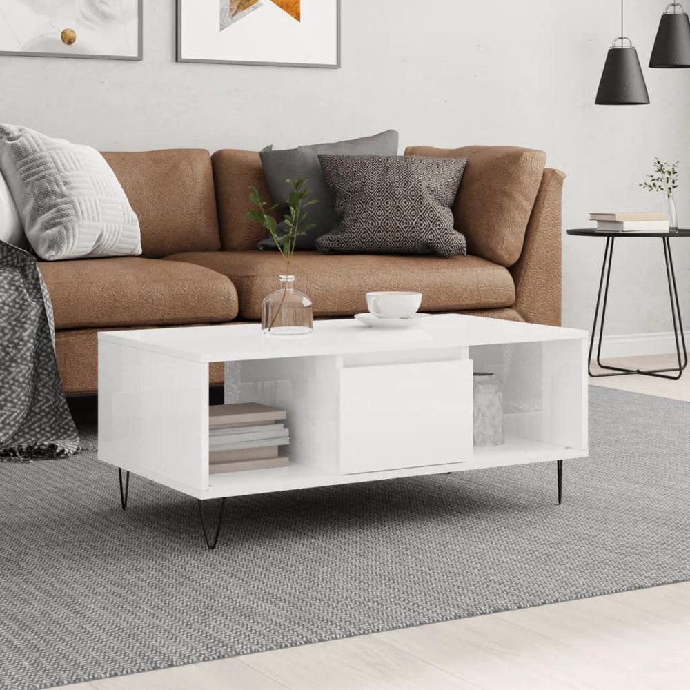 vidaXL White Coffee Table White 90x50x36.5 cm vidaXL Engineered Wood - Coffee Tables Coffee Table