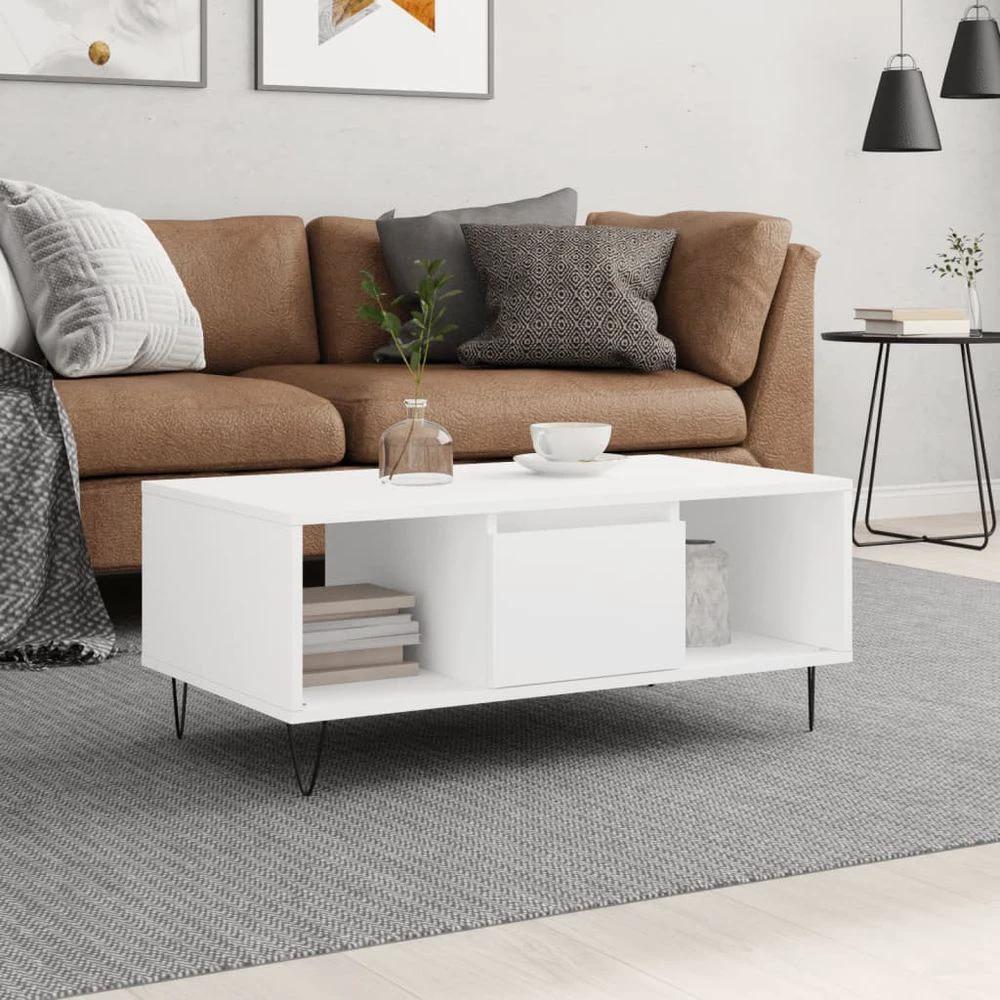 vidaXL White Coffee Table White 90x50x36.5 cm vidaXL Engineered Wood - Coffee Tables Coffee Table