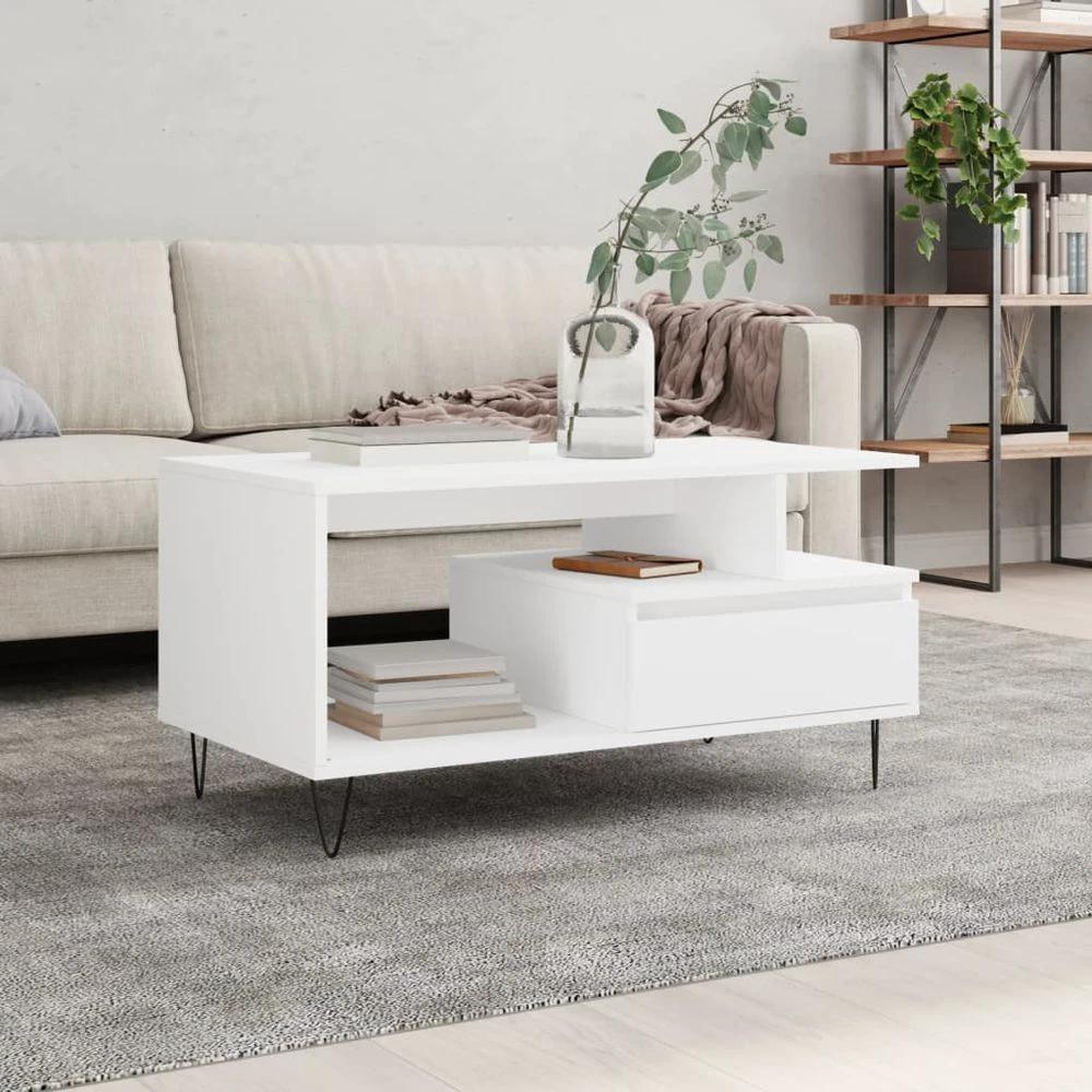 Coffee Table White 90x49x45 cm vidaXL Engineered Wood by vidaXL