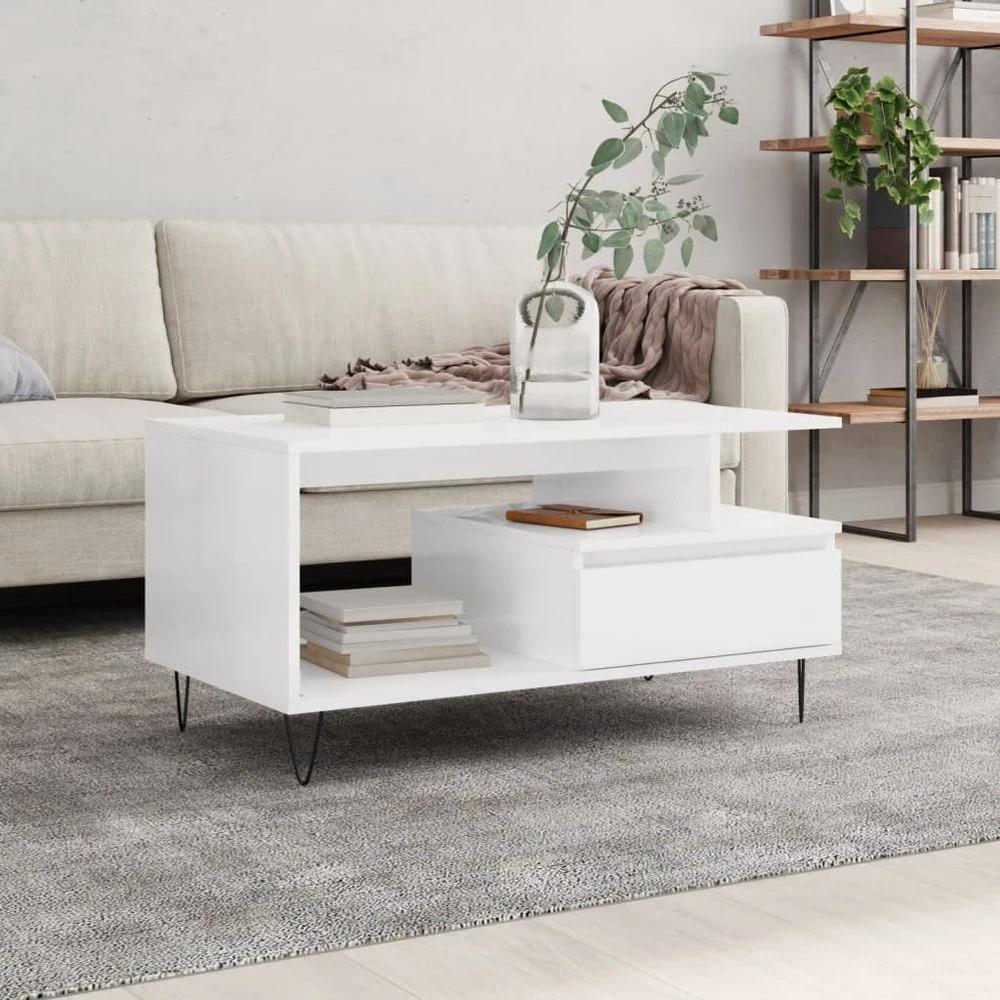 Coffee Table White 90x49x45 cm vidaXL Engineered Wood by vidaXL