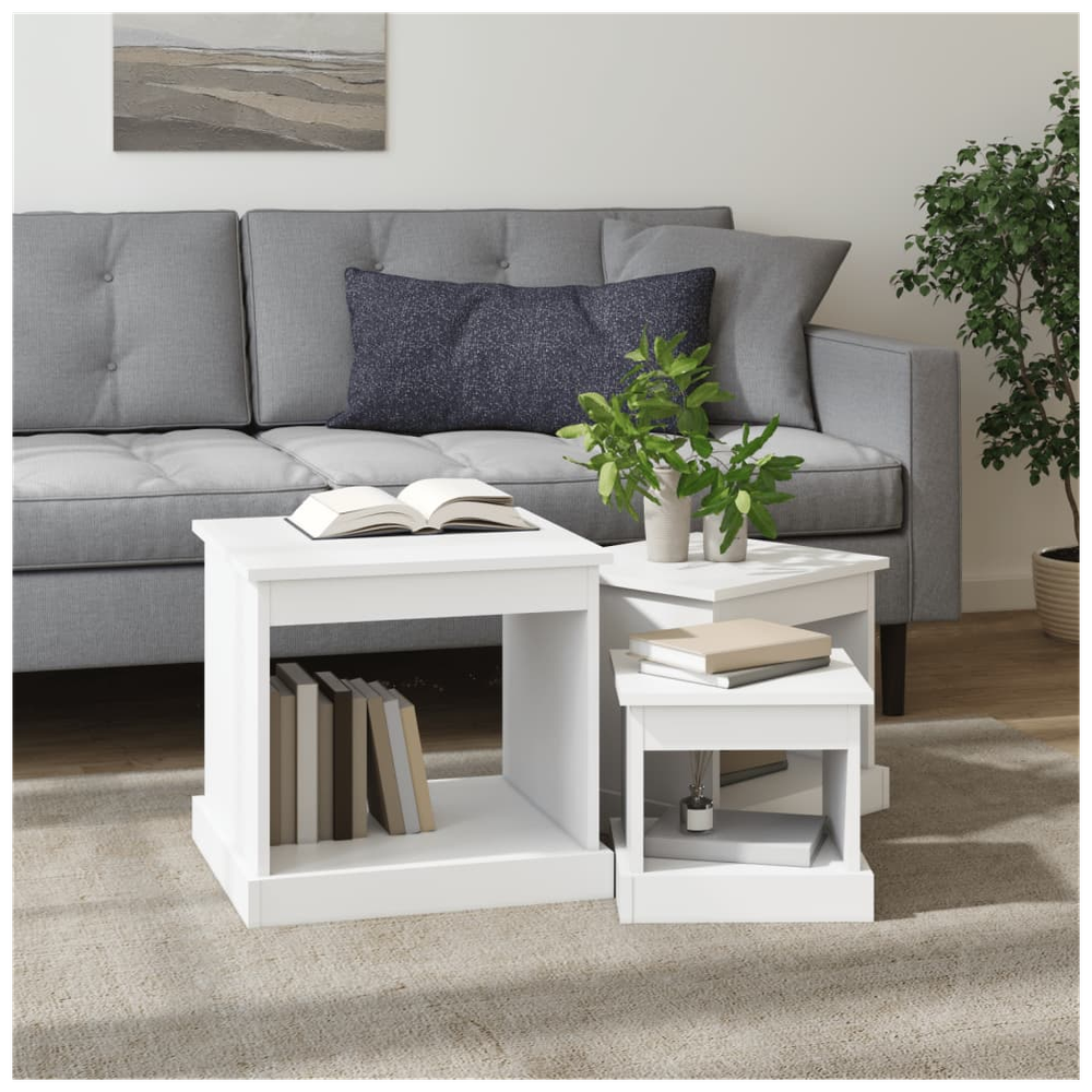vidaXL Coffee Tables 3 pcs White Engineered Wood vidaXL - Coffee Tables Coffee Table
