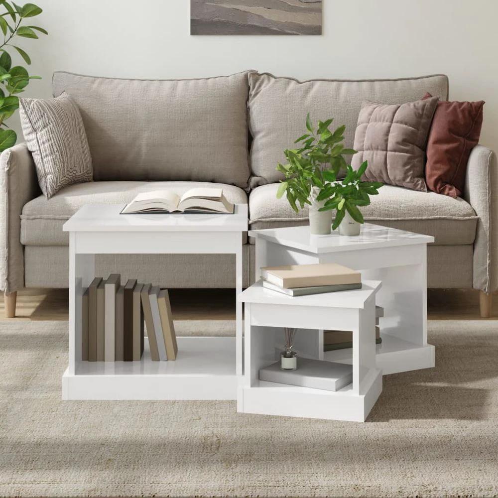 vidaXL Coffee Tables 3 pcs White Engineered Wood vidaXL - Coffee Tables Coffee Table