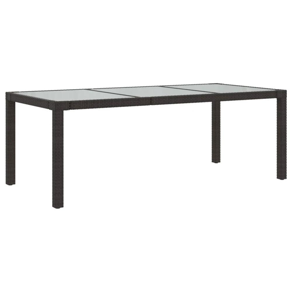 vidaXL Garden Table Brown vidaXL 190x90x75 cm Tempered Glass and Poly Rattan - Coffee Tables Coffee Table
