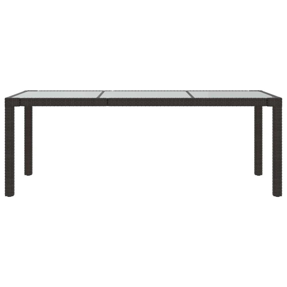 vidaXL Garden Table Brown vidaXL 190x90x75 cm Tempered Glass and Poly Rattan - Coffee Tables Coffee Table
