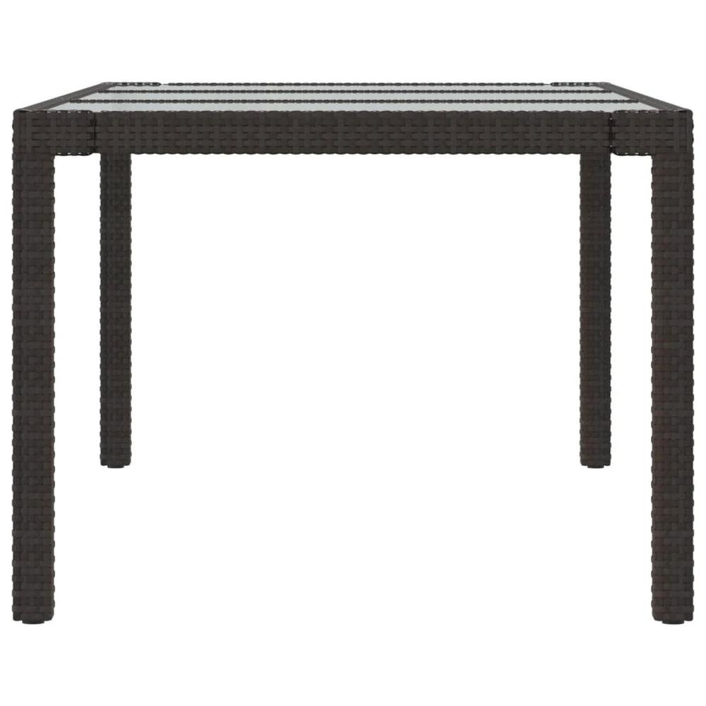 vidaXL Garden Table Brown vidaXL 190x90x75 cm Tempered Glass and Poly Rattan - Coffee Tables Coffee Table