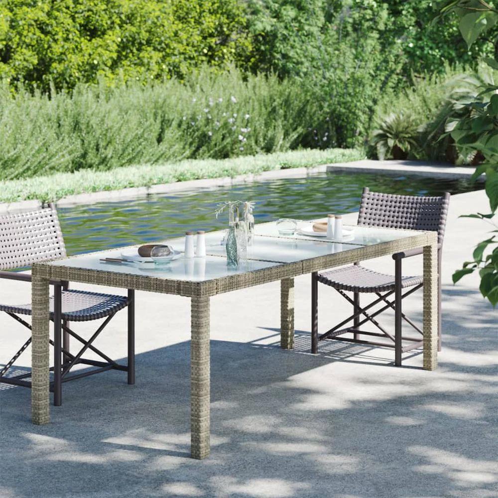 vidaXL Garden Table Brown vidaXL 190x90x75 cm Tempered Glass and Poly Rattan - Coffee Tables Coffee Table