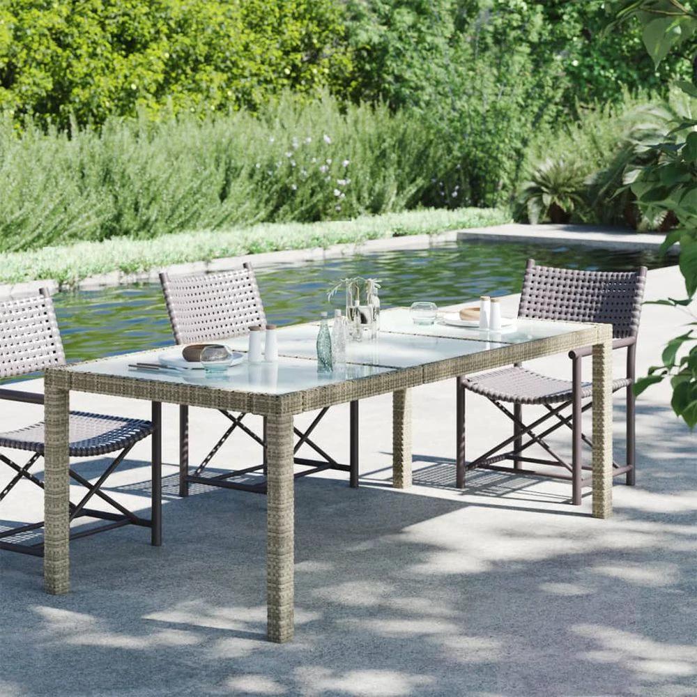 vidaXL Garden Table Brown vidaXL 190x90x75 cm Tempered Glass and Poly Rattan - Coffee Tables Coffee Table