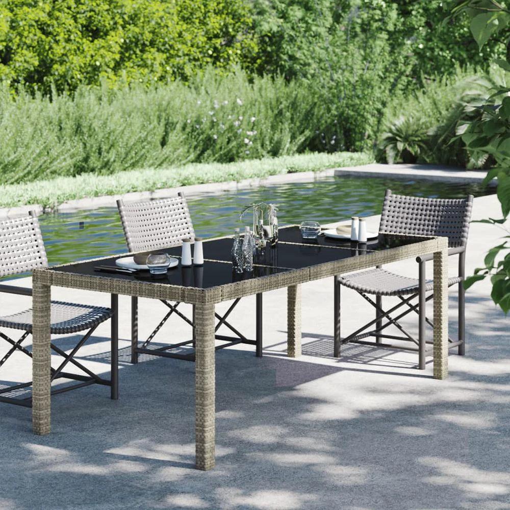 vidaXL Garden Table Brown vidaXL 190x90x75 cm Tempered Glass and Poly Rattan - Coffee Tables Coffee Table