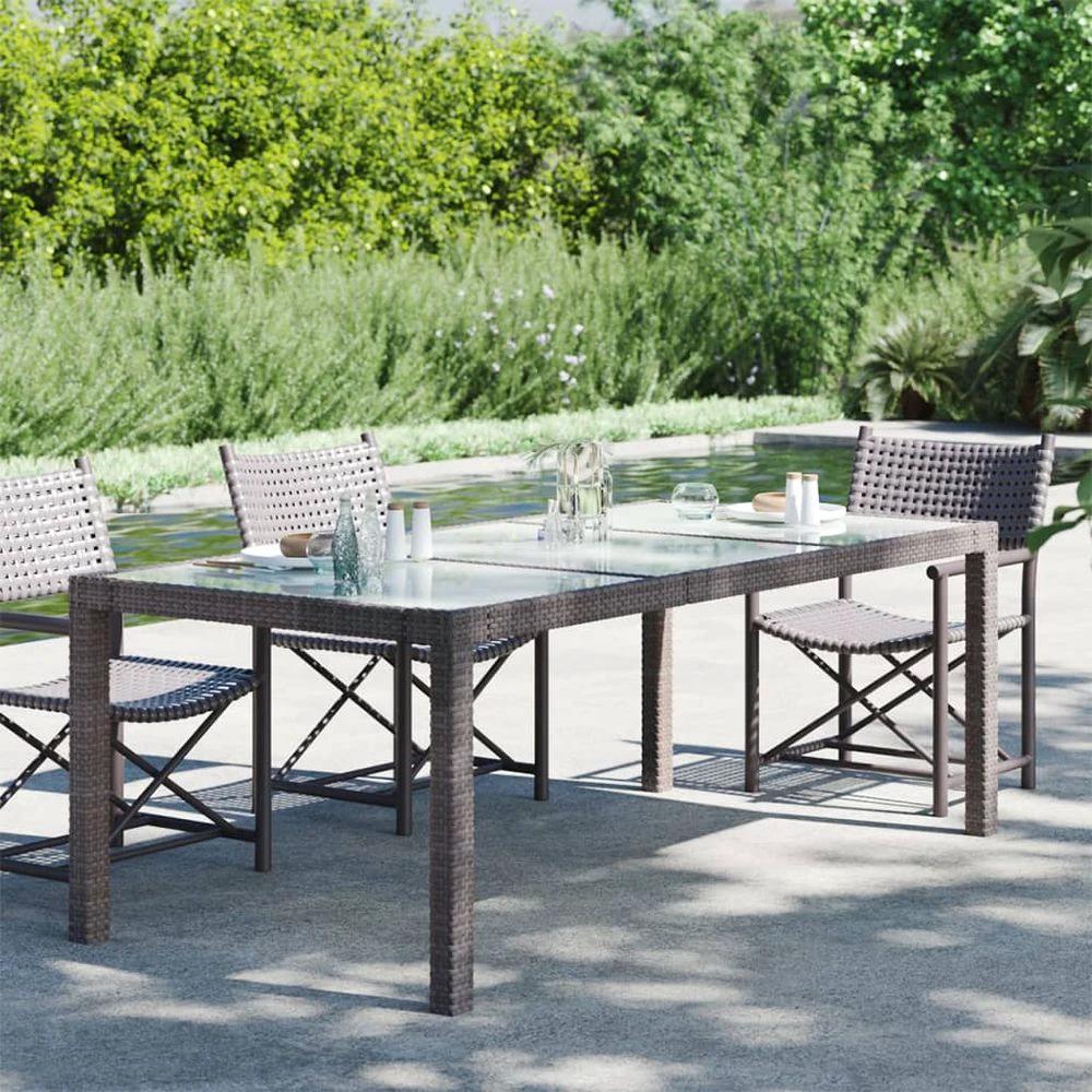 vidaXL Garden Table Brown vidaXL 190x90x75 cm Tempered Glass and Poly Rattan - Coffee Tables Coffee Table