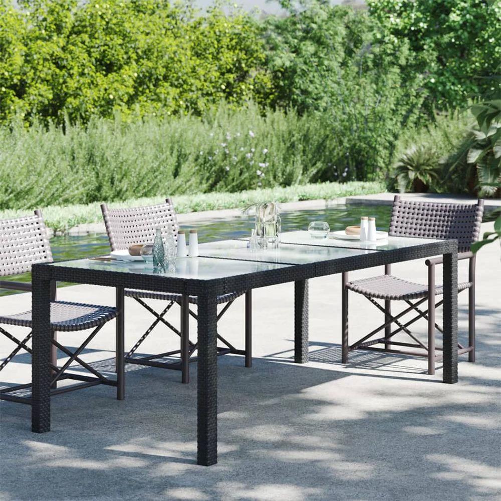 vidaXL Garden Table Brown vidaXL 190x90x75 cm Tempered Glass and Poly Rattan - Coffee Tables Coffee Table
