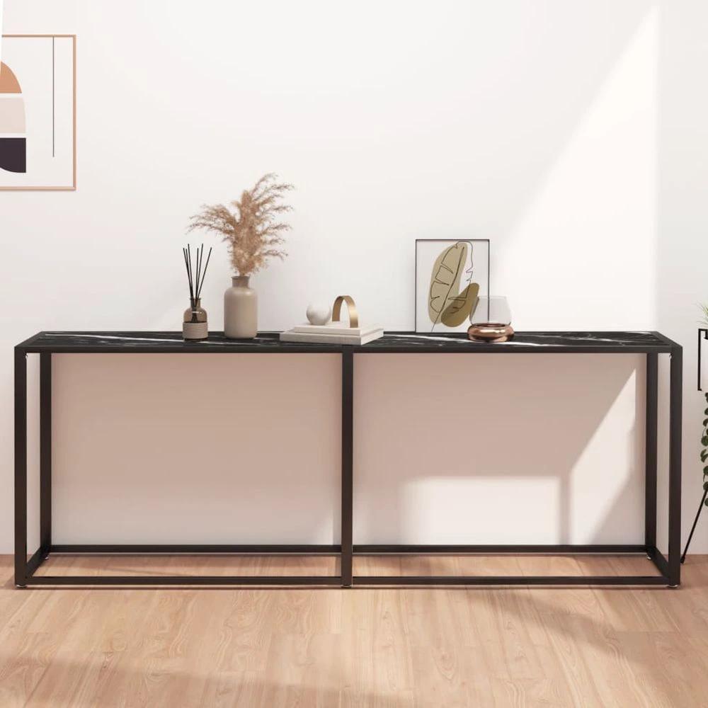 vidaXL Console Table vidaXL Transparent 140x35x75.5cm Tempered Glass - Uncategorized Console Table