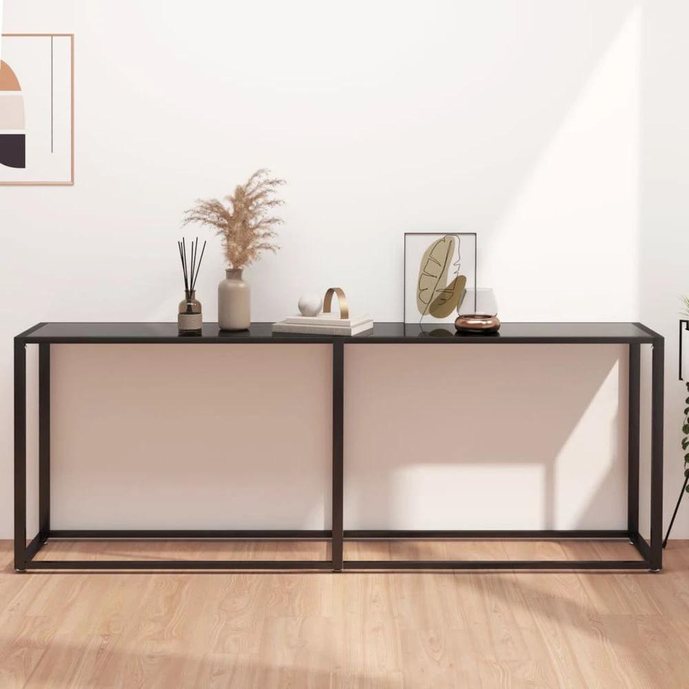 vidaXL Console Table vidaXL Transparent 140x35x75.5cm Tempered Glass - Uncategorized Console Table