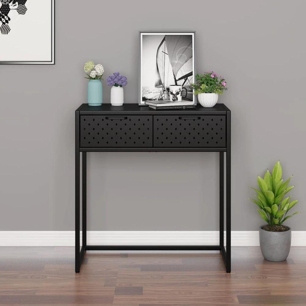 Console Table Black 72x35x75 cm vidaXL Steel by vidaXL