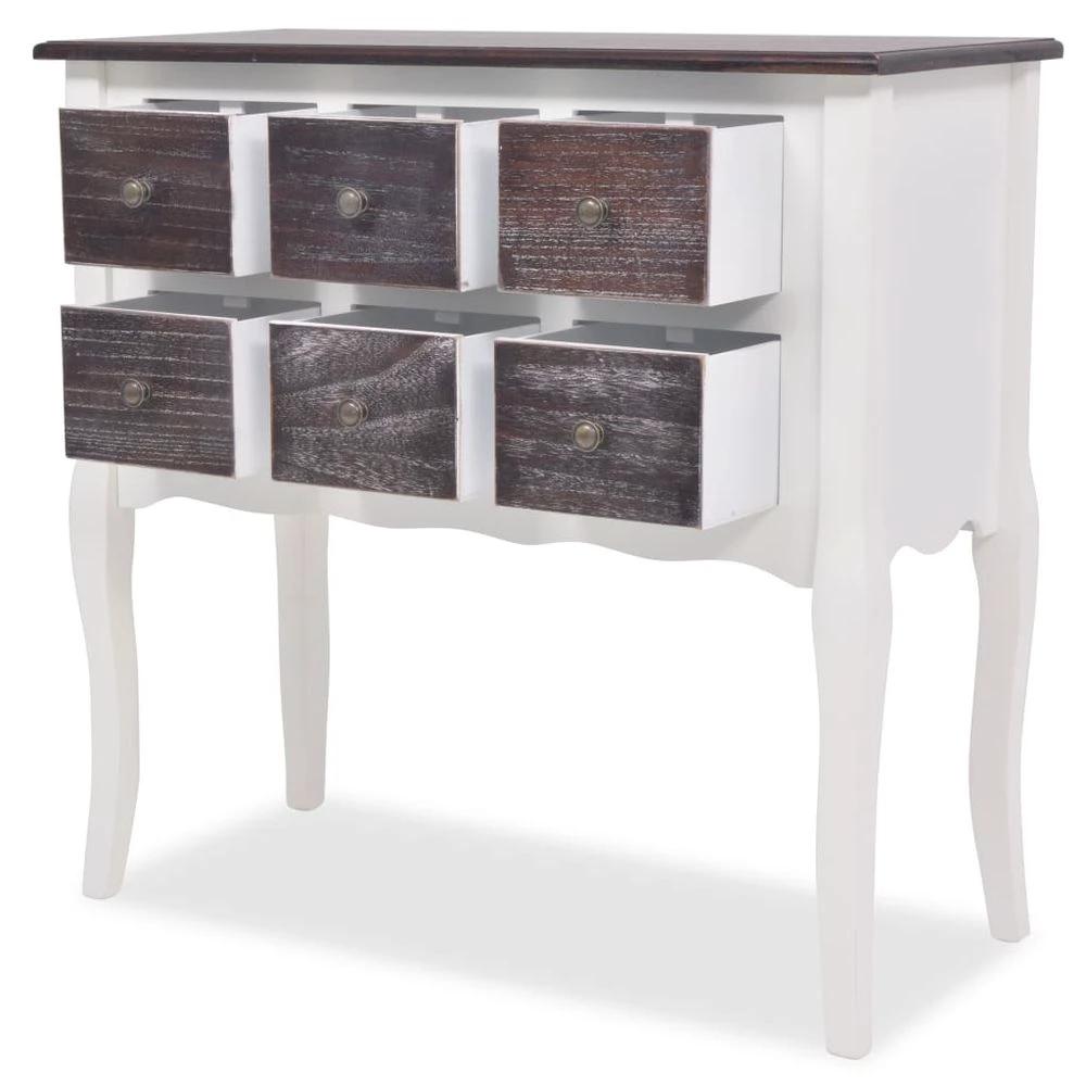 Console Cabinet 6 Drawers vidaXL Brown and White Wood by vidaXL