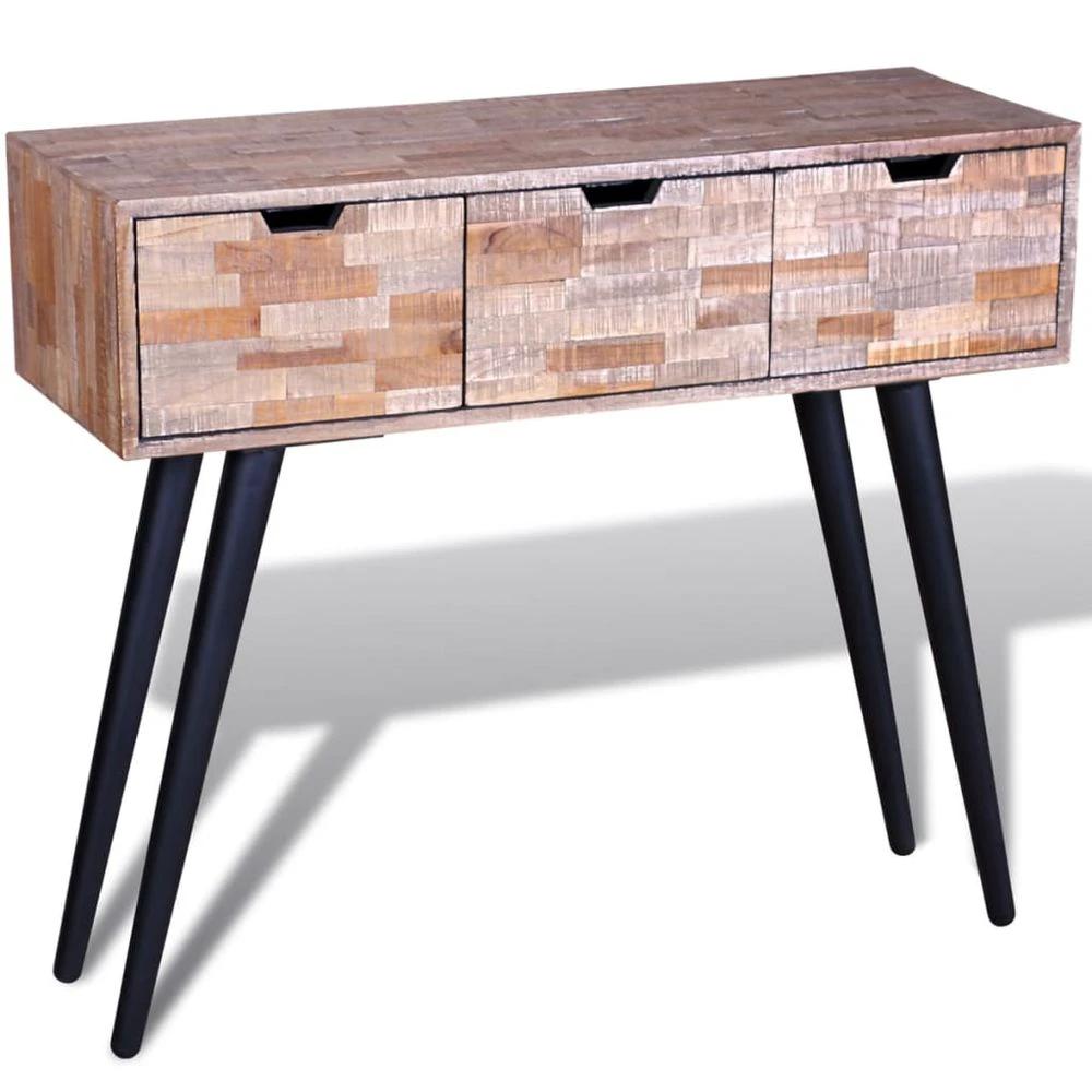 Console Table with 3 Drawers vidaXL Reclaimed Teak Wood by vidaXL