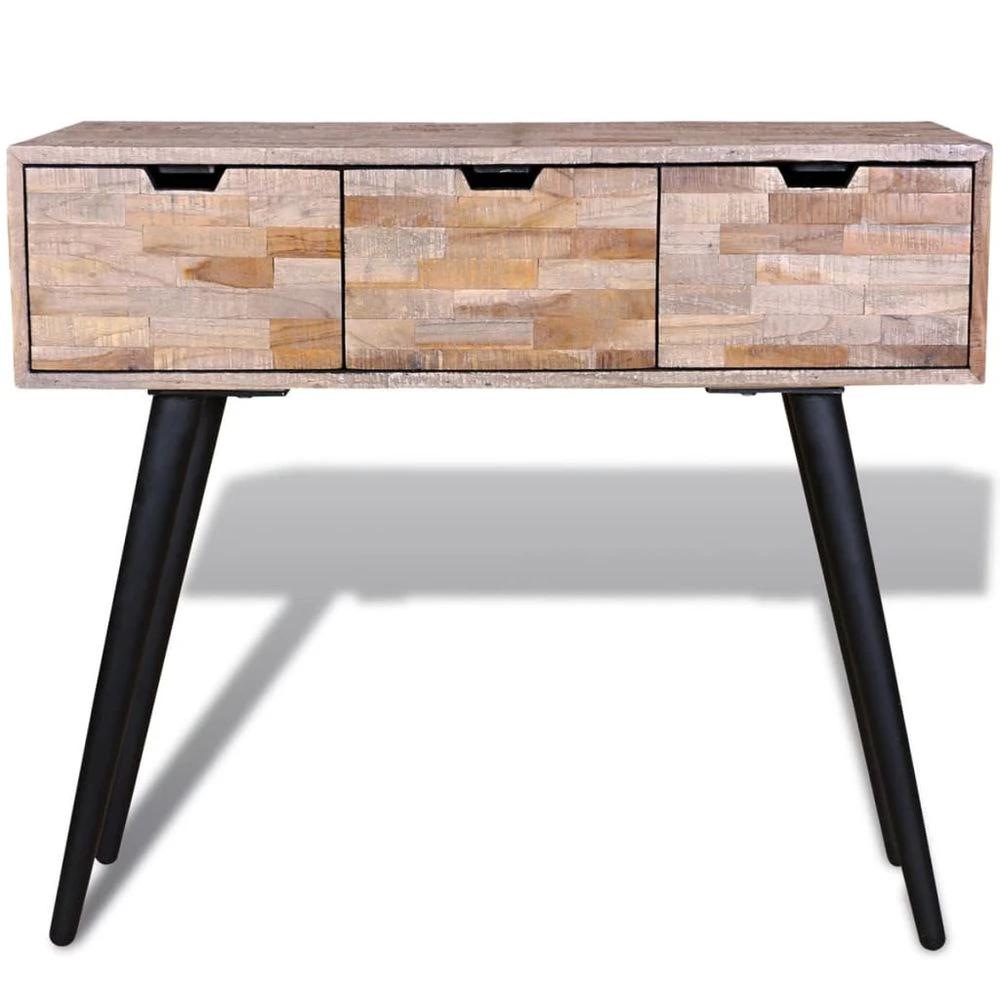 Console Table with 3 Drawers vidaXL Reclaimed Teak Wood by vidaXL