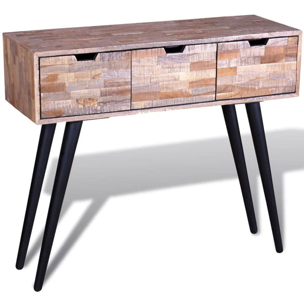 Console Table with 3 Drawers vidaXL Reclaimed Teak Wood by vidaXL