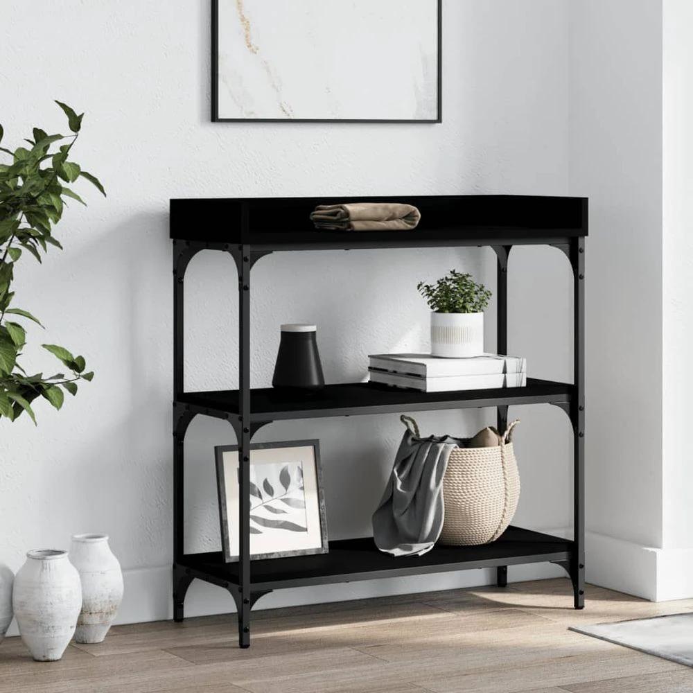 vidaXL Console Table with Shelves vidaXL Black 75x30x80 cm - Uncategorized Console Table