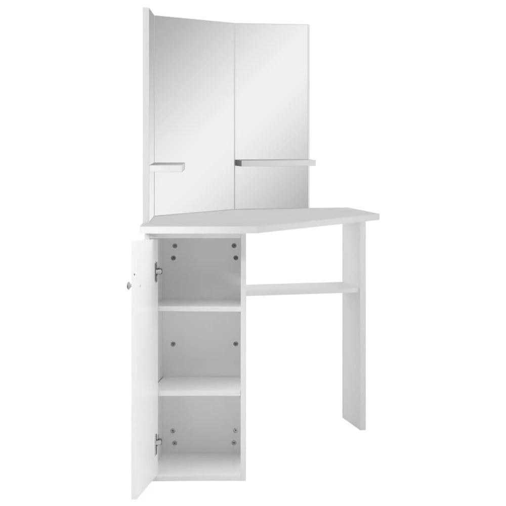 Corner Dressing Table Cosmetic Table Make-up Table vidaXL White by vidaXL
