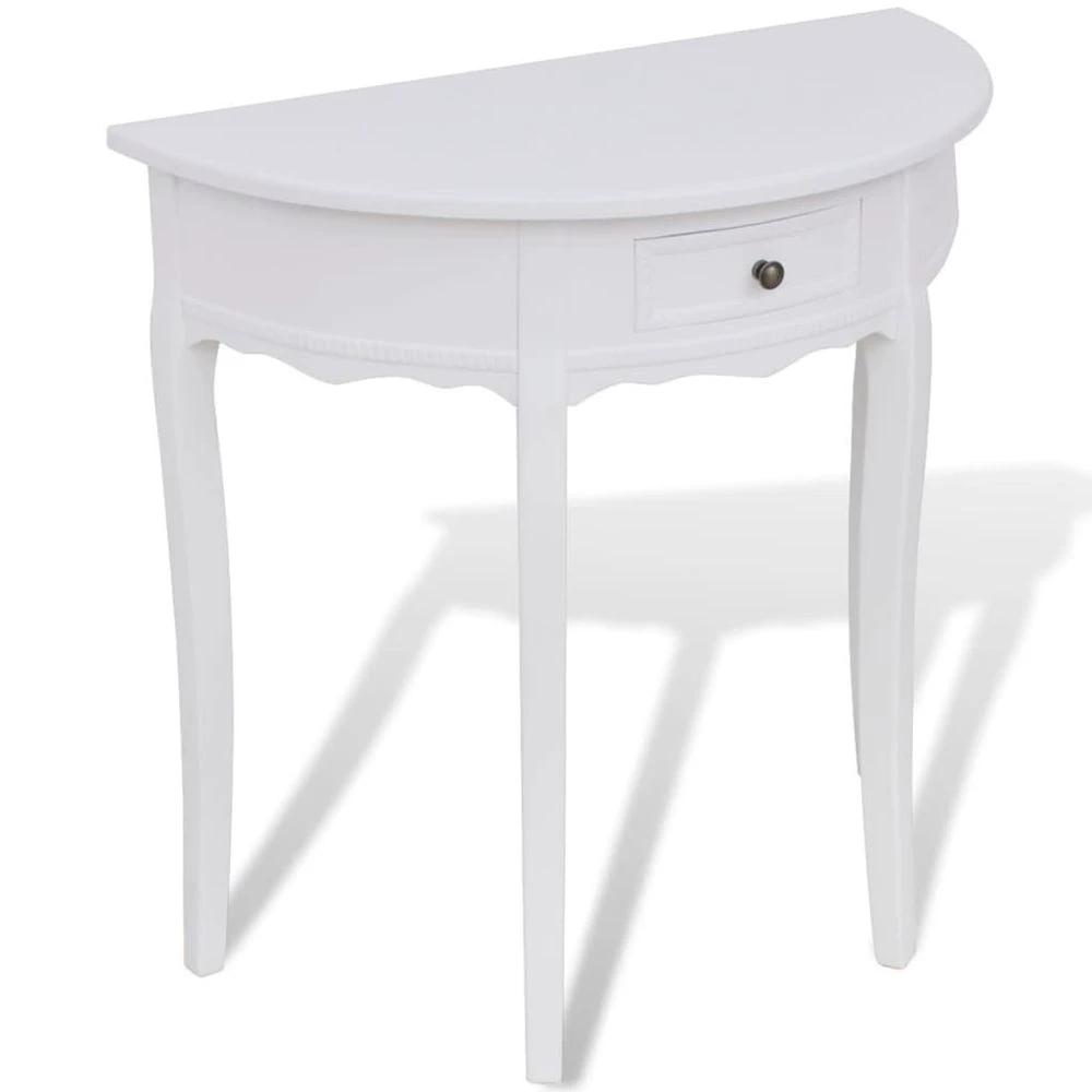 vidaXL Console Table with Drawer Half-round vidaXL White - Uncategorized Console Table