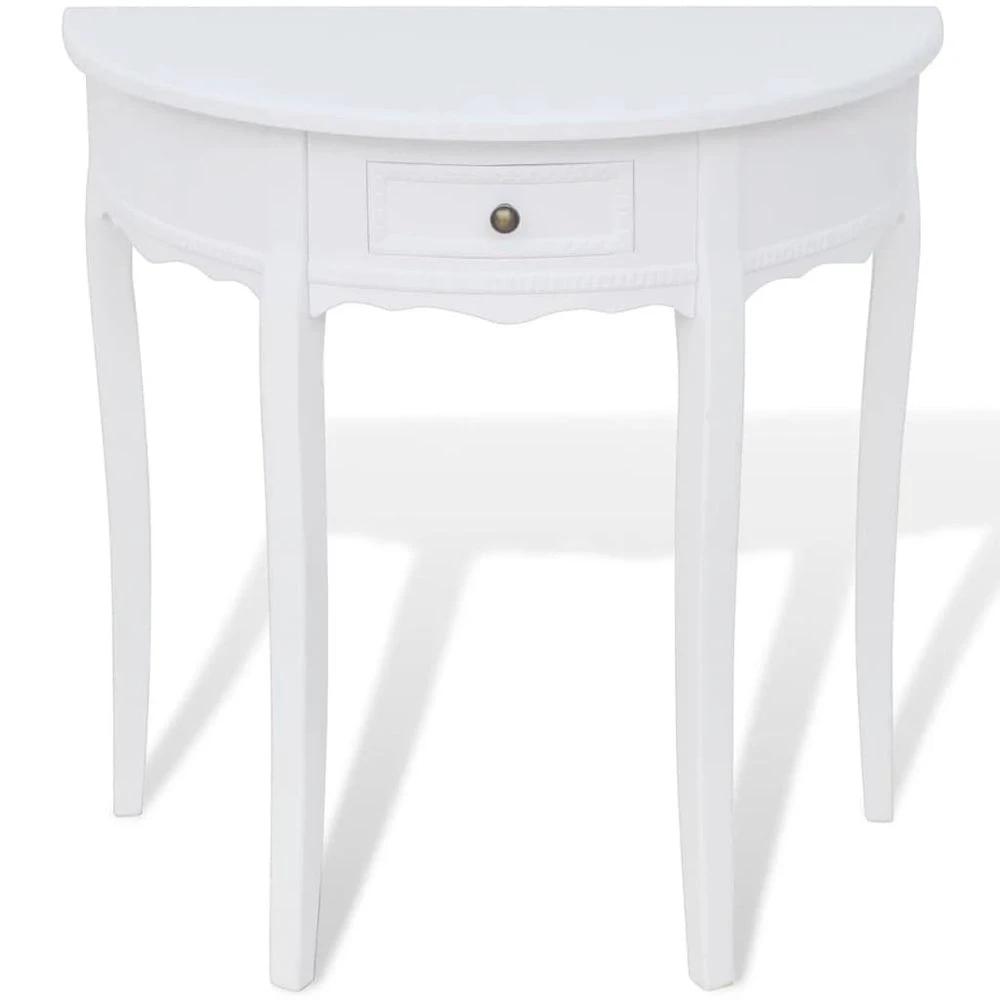 Console Table with Drawer Half-round vidaXL White by vidaXL