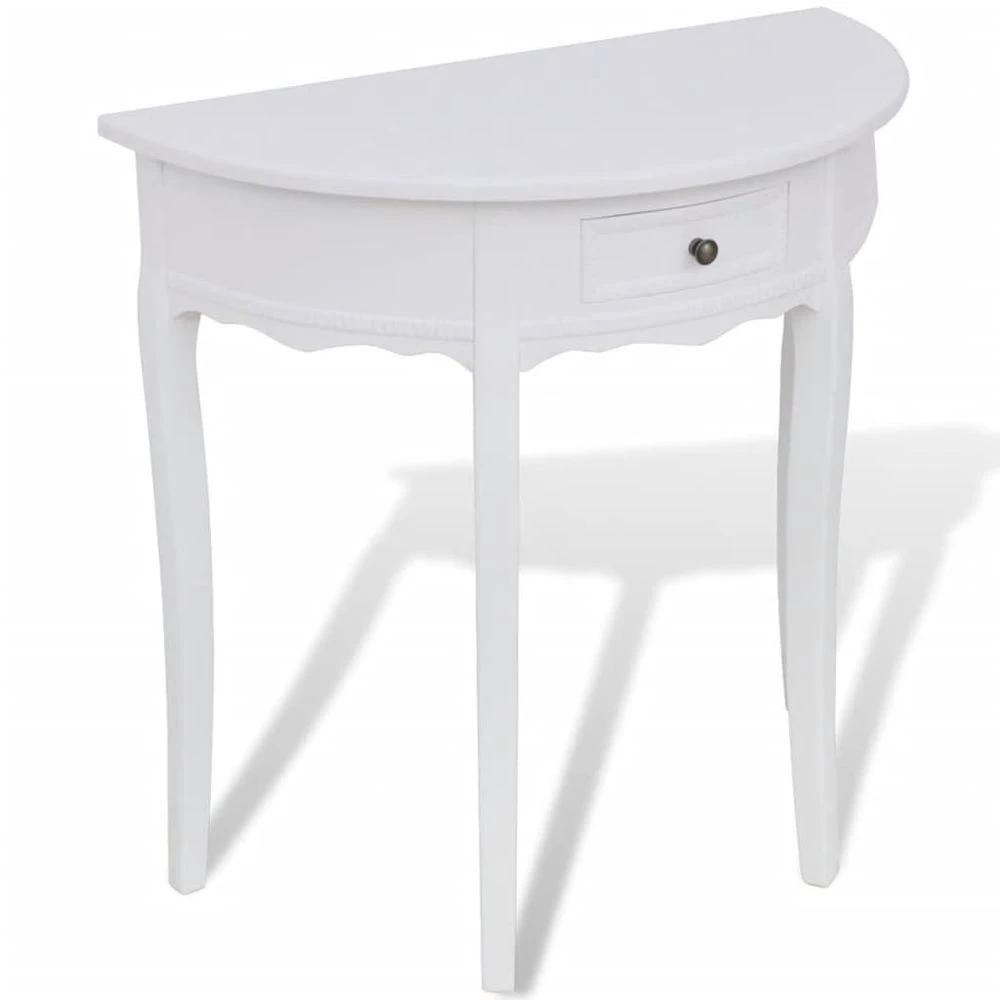 Console Table with Drawer Half-round vidaXL White by vidaXL