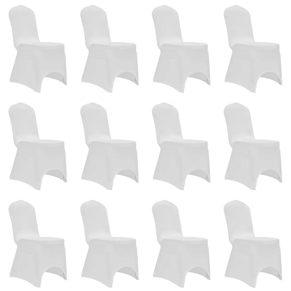 Chair Cover Stretch White 12 pcs vidaXL by vidaXL