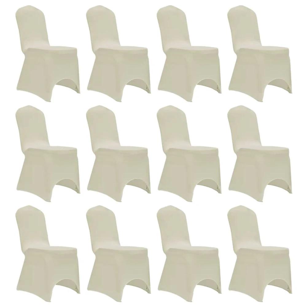 Chair Cover Stretch White 12 pcs vidaXL by vidaXL