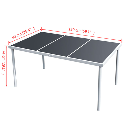vidaXL Garden Table 150x90x74 cm Black Steel by vidaXL