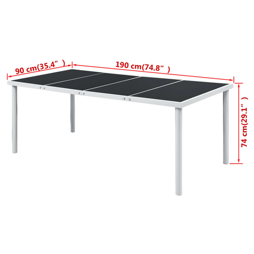vidaXL Garden Table 190x90x74 cm Black Steel -  from vidaXL