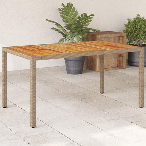 vidaXL Garden Table Beige 150x90x75 cm Poly Rattan Acacia Wood by vidaXL