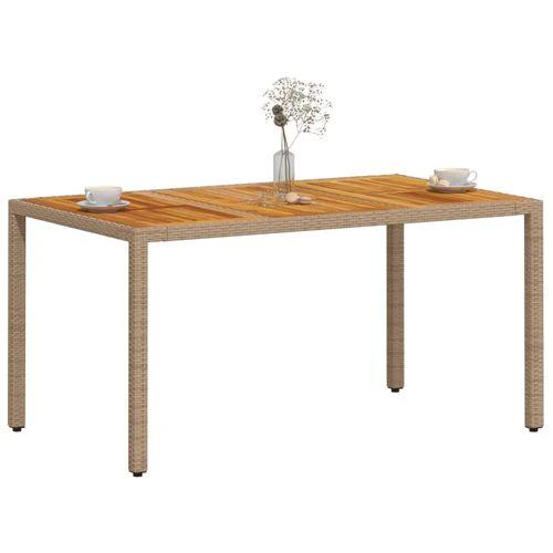 vidaXL Garden Table Beige 150x90x75 cm Poly Rattan Acacia Wood by vidaXL